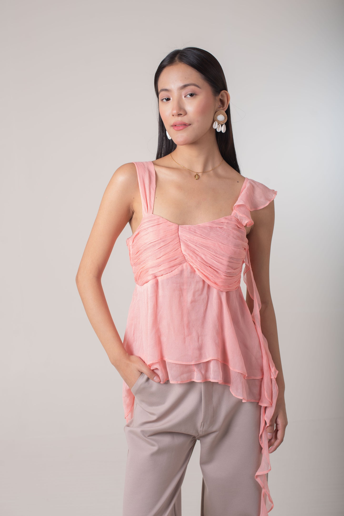 Luna Ruffle Drape Top