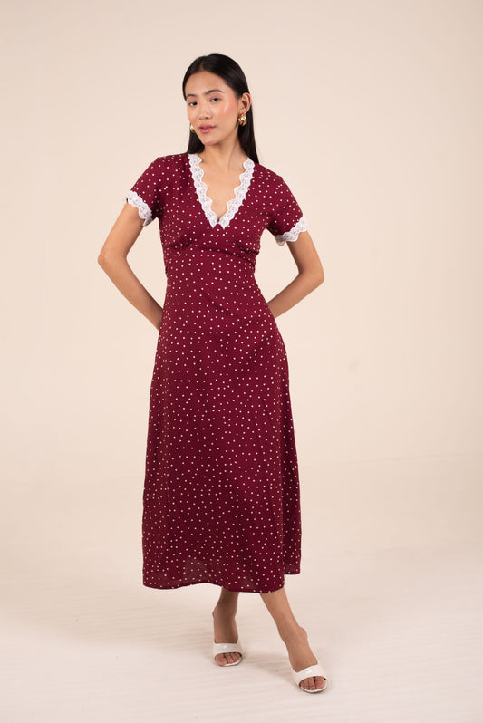 Crimson Charm midi Dress