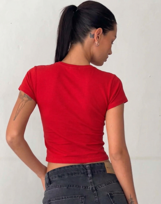 Retro Cherry Crush Red crop tee