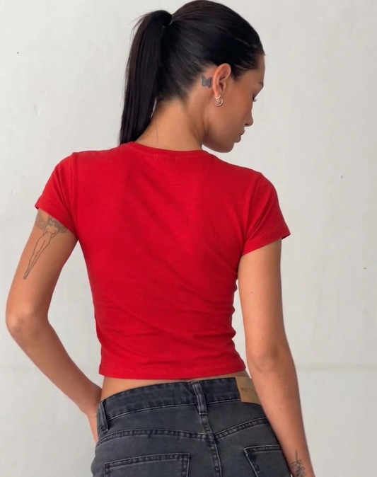 Pretty you bow red crop Tee