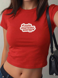 The Main Character red Crop tee