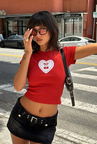 Retro Cherry Crush Red crop tee