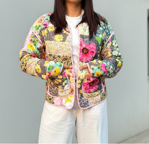 Patchwork reversible quilted jacket