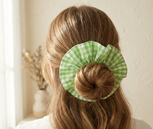 Cloud bloom green oversized scrunchie