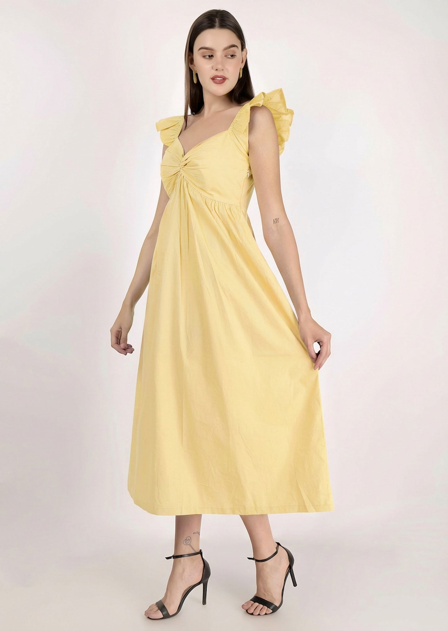 Butter yellow siena midi dress