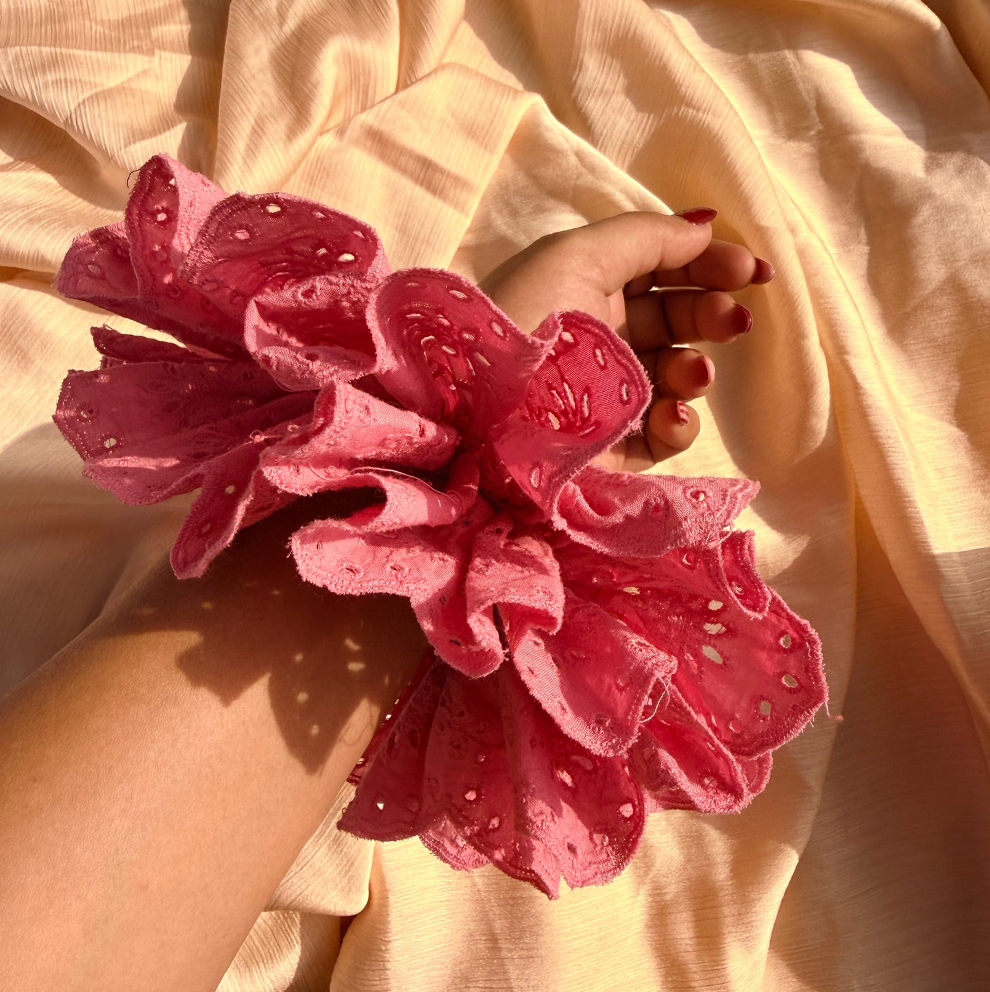 Cloud bloom pink oversized scrunchie
