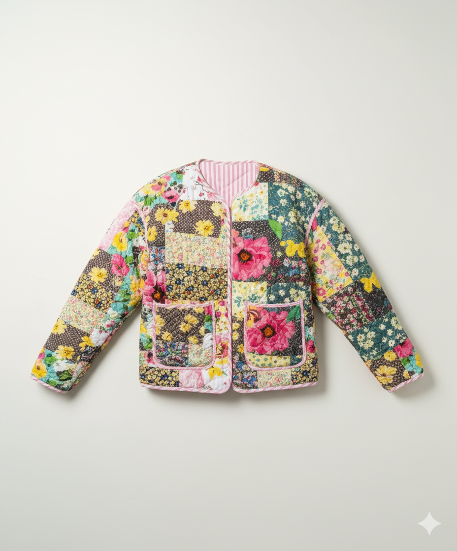 Patchwork reversible quilted jacket
