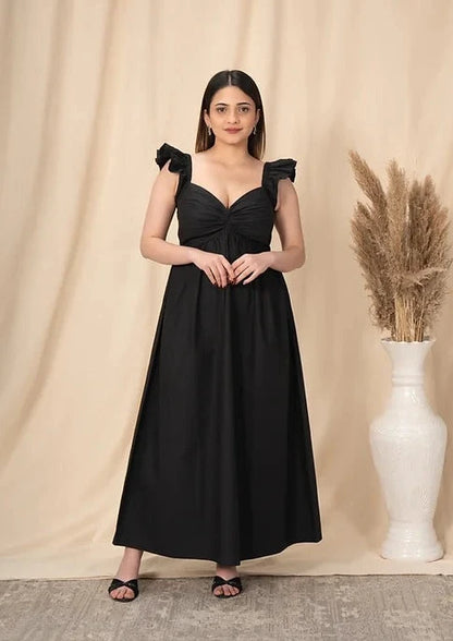 Marisol midi dress with Sleseve Frill