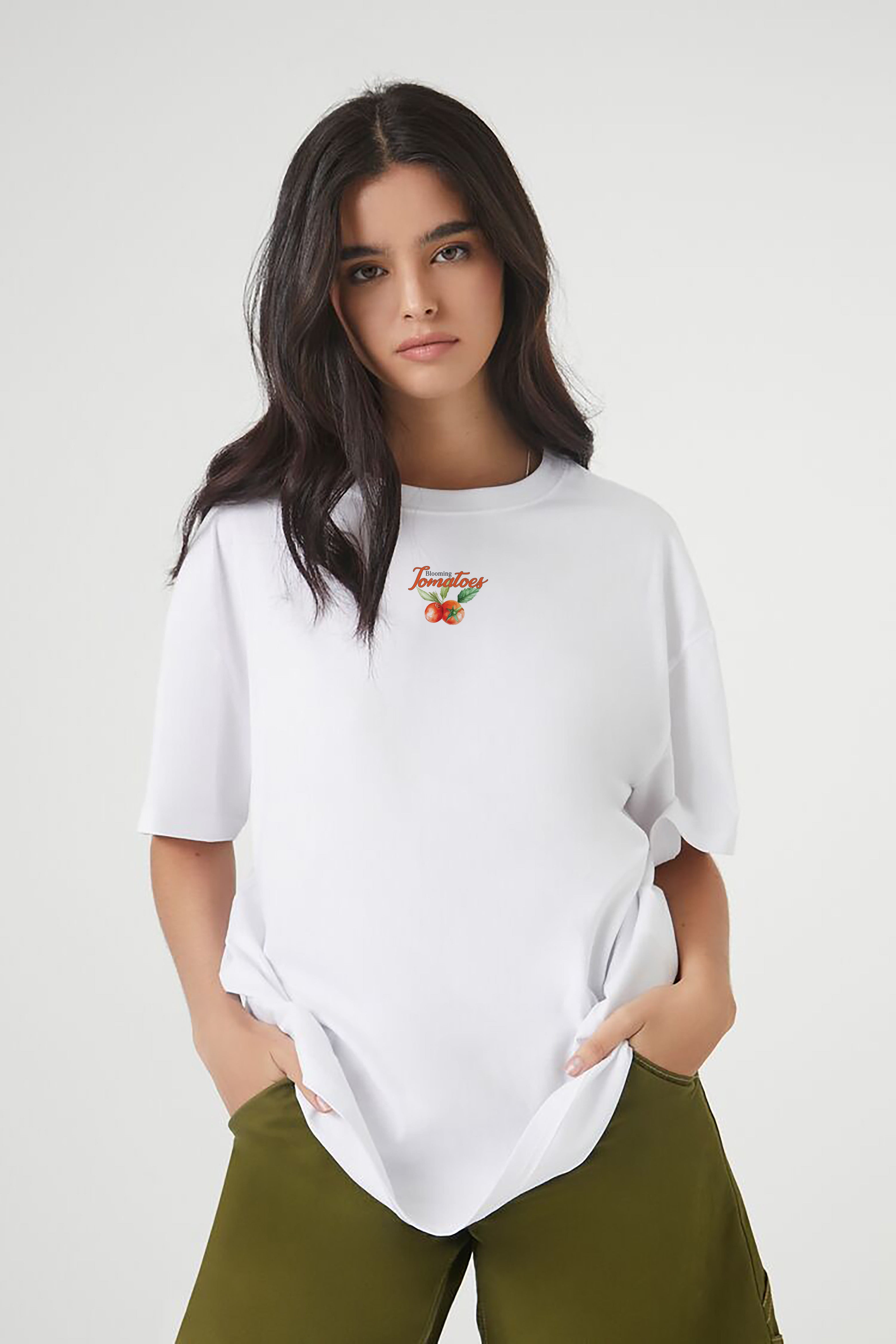 Blooming Tomatoes oversized white tshirt