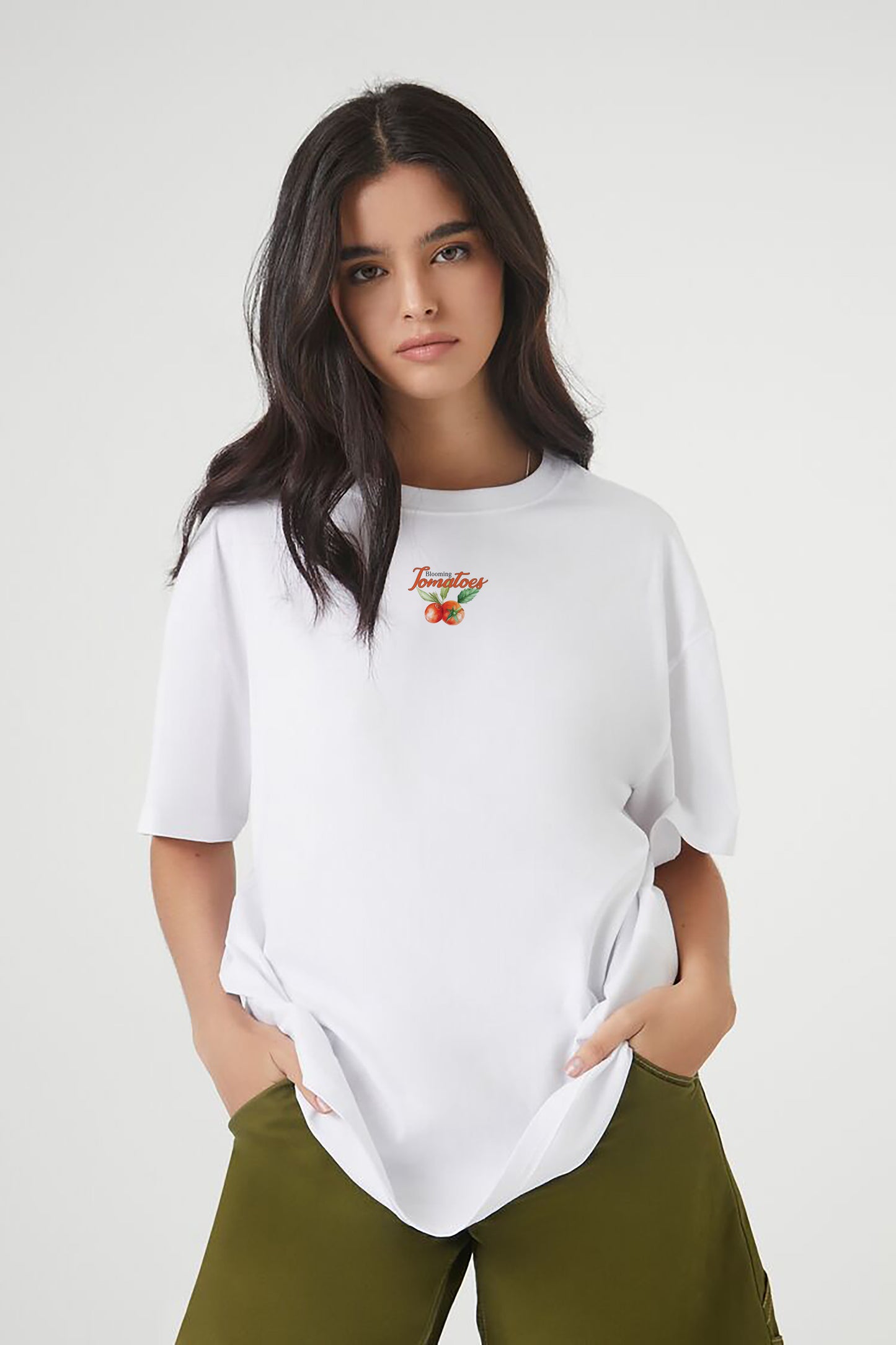 Blooming Tomatoes oversized white tshirt