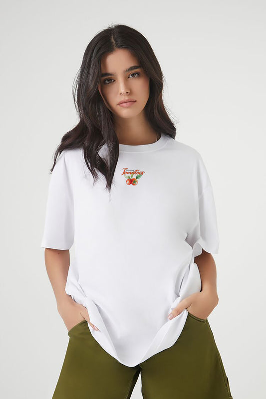 Blooming Tomatoes oversized white tshirt