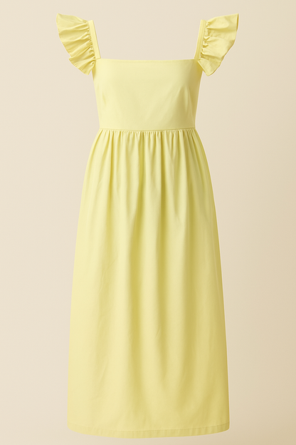 Butter yellow siena midi dress