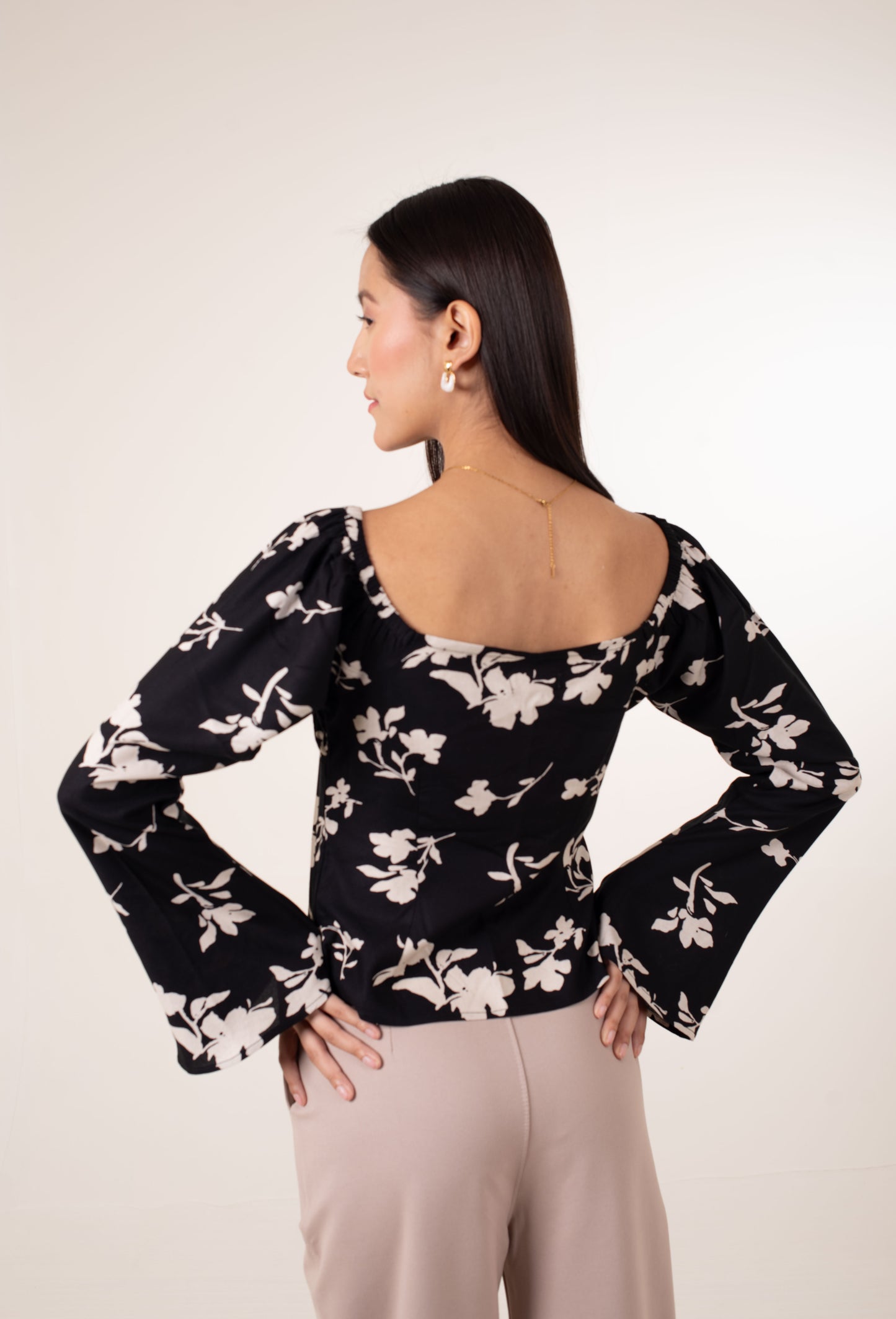 Retro Flora Ruched Top