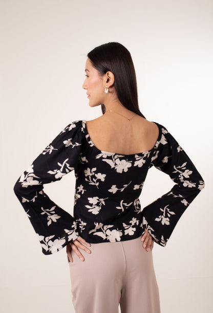 Retro Flora Ruched Top