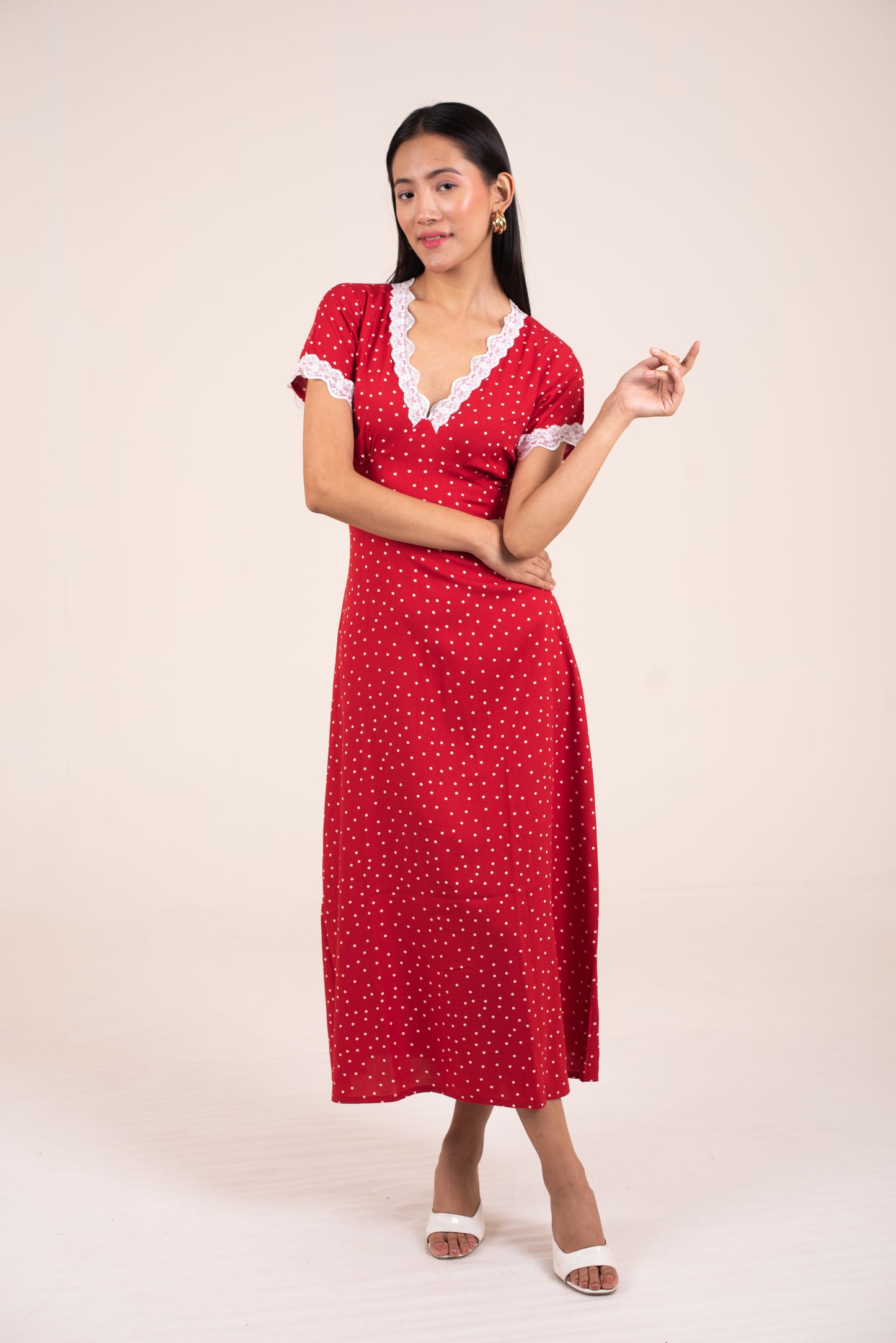 Vintage Rose lace Polka Dress