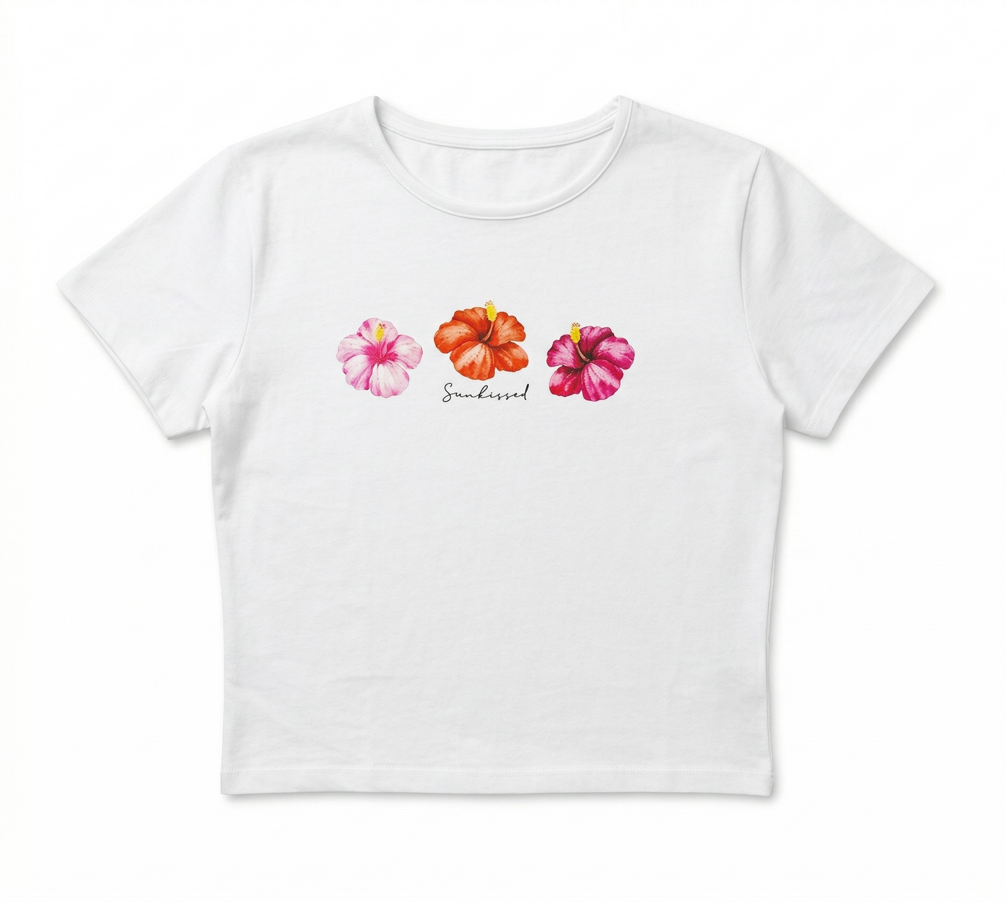 Bud and blossom white crop tee