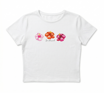 Bud and blossom white crop tee