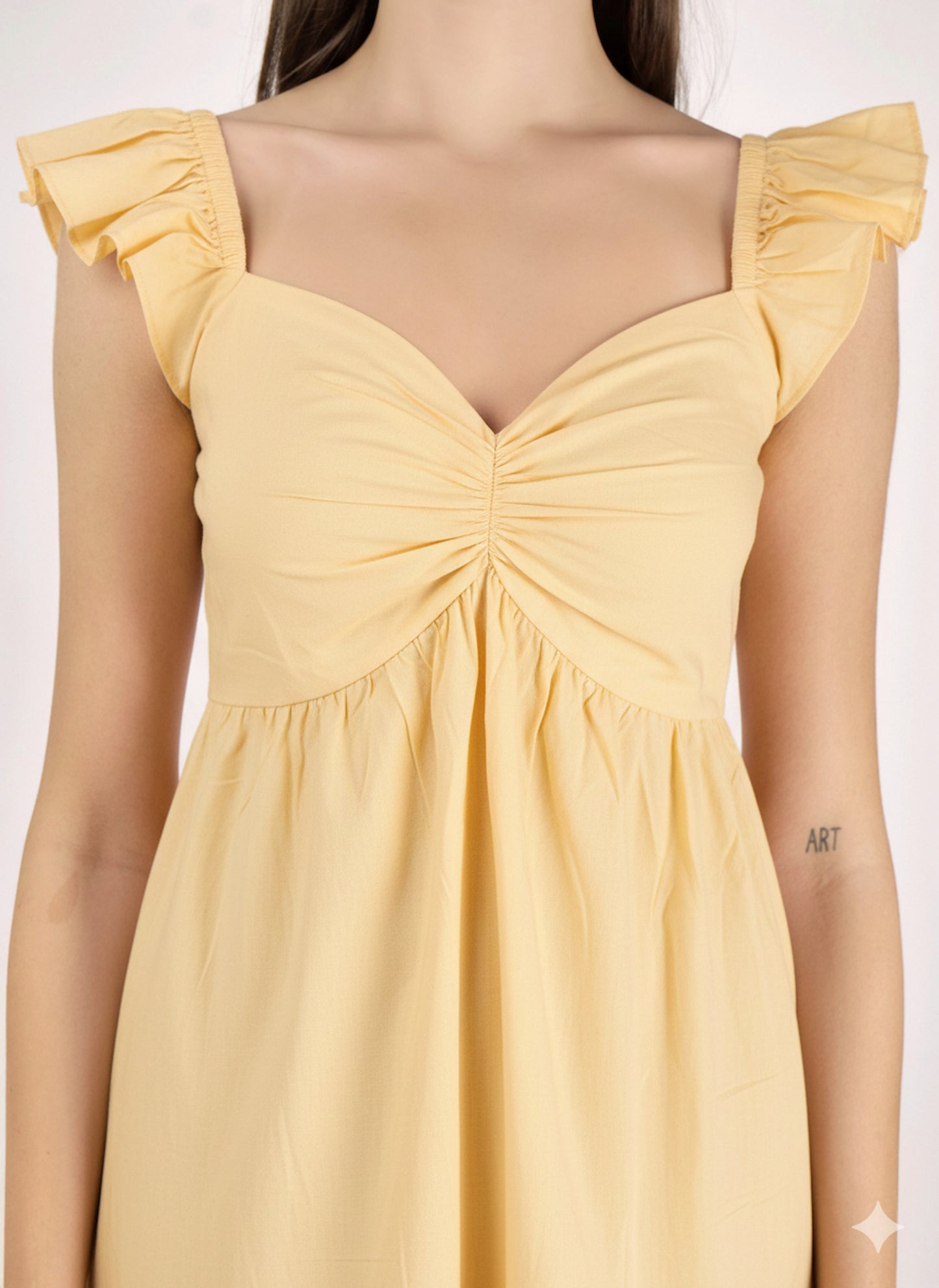 Butter yellow siena midi dress