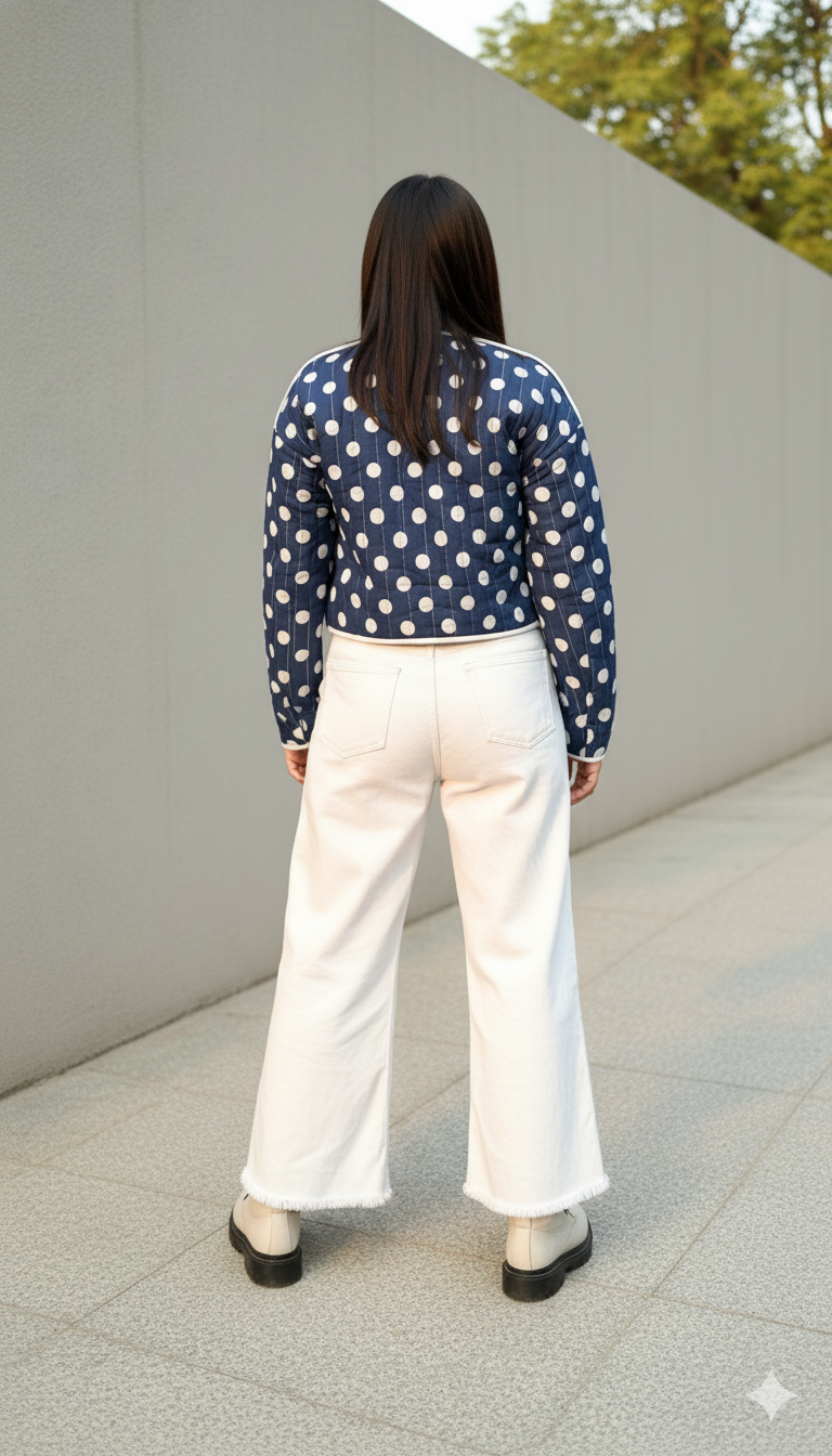 Indigo reversible quilted jacket