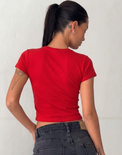 The Main Character red Crop tee