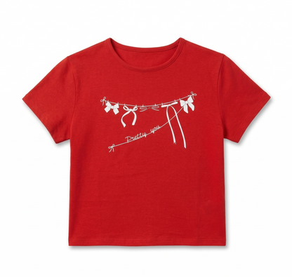 Pretty you bow red crop Tee