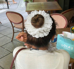 Cloud bloom white lace oversized scrunchie