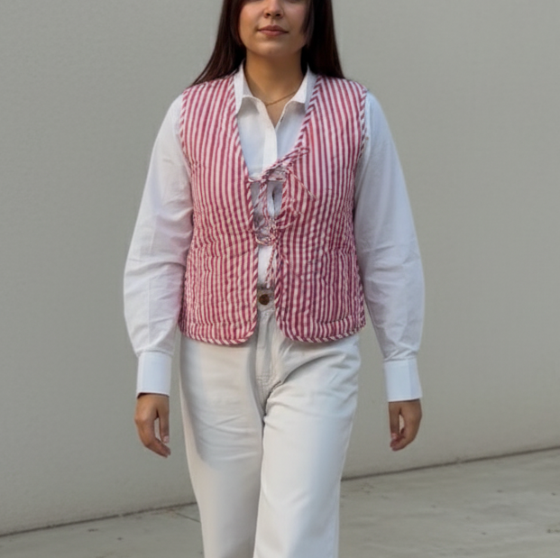 Love reversible quilted sleevless jacket