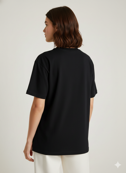 Gingham Fall Mood oversized Black tshirt