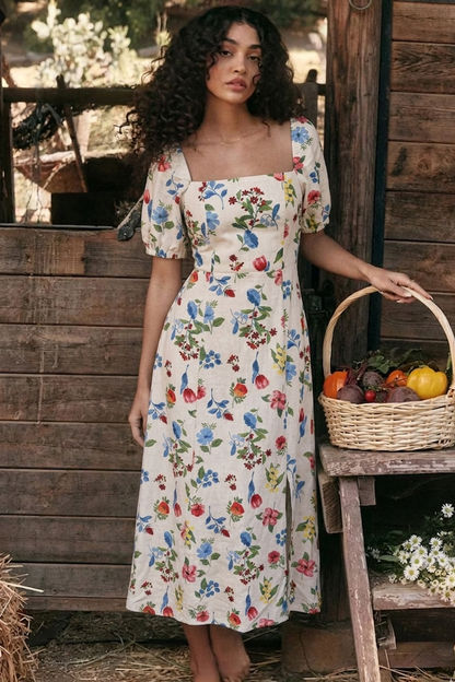 Floral linen Dress