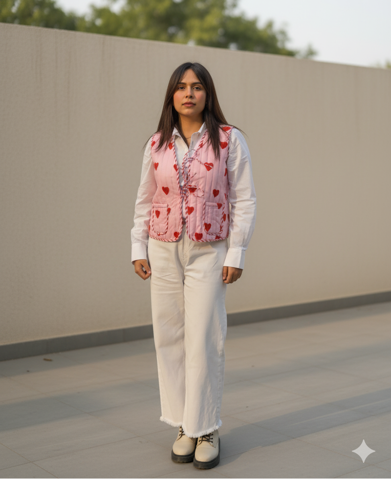 Love reversible quilted sleevless jacket