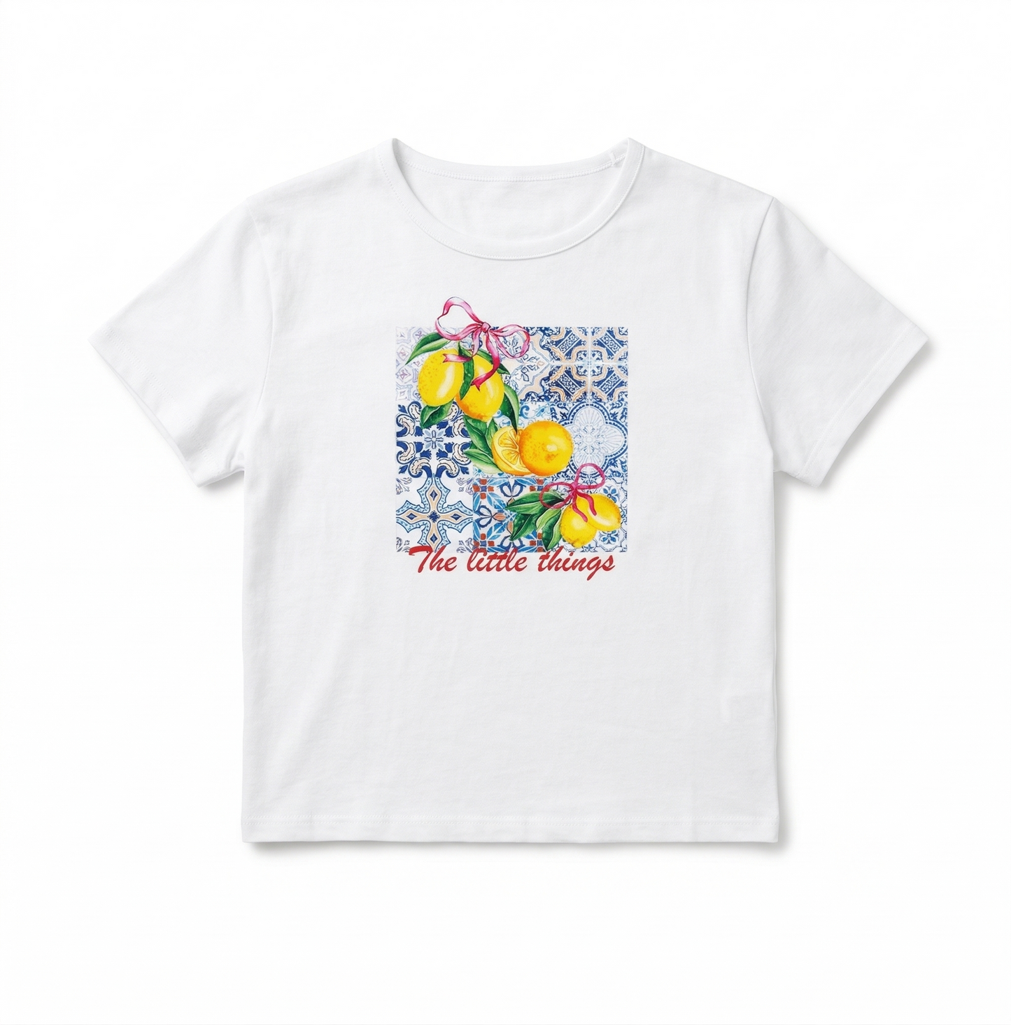 The little things white crop tee