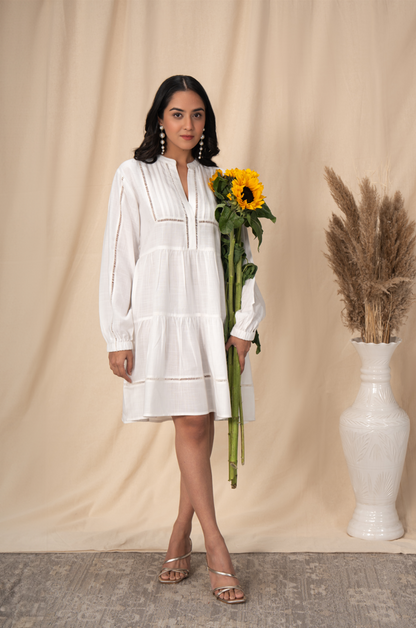 Ivory linen mini dress
