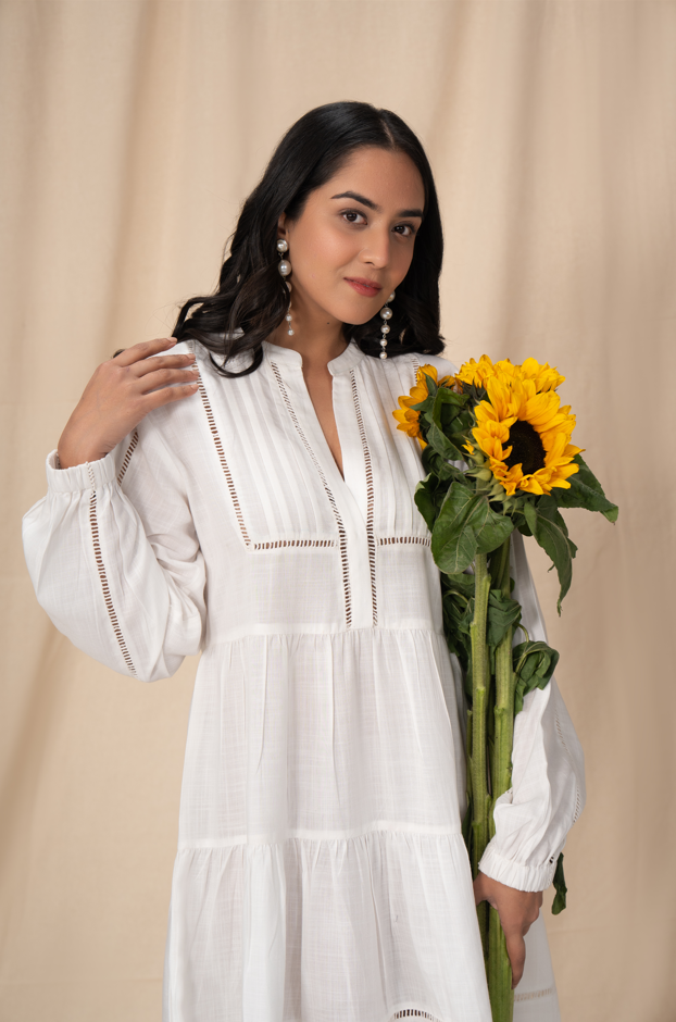 Ivory linen mini dress