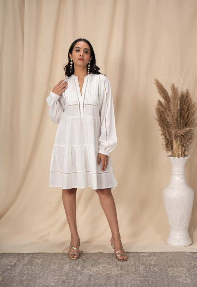 Ivory linen mini dress