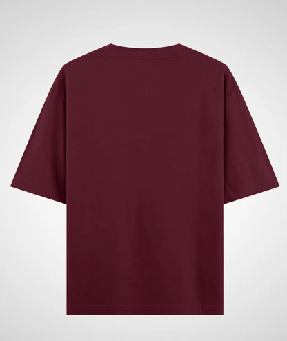 Gingham Fall Mood oversized Maroon tshirt