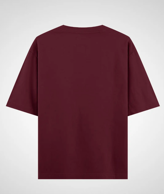 Gingham Fall Mood oversized Maroon tshirt