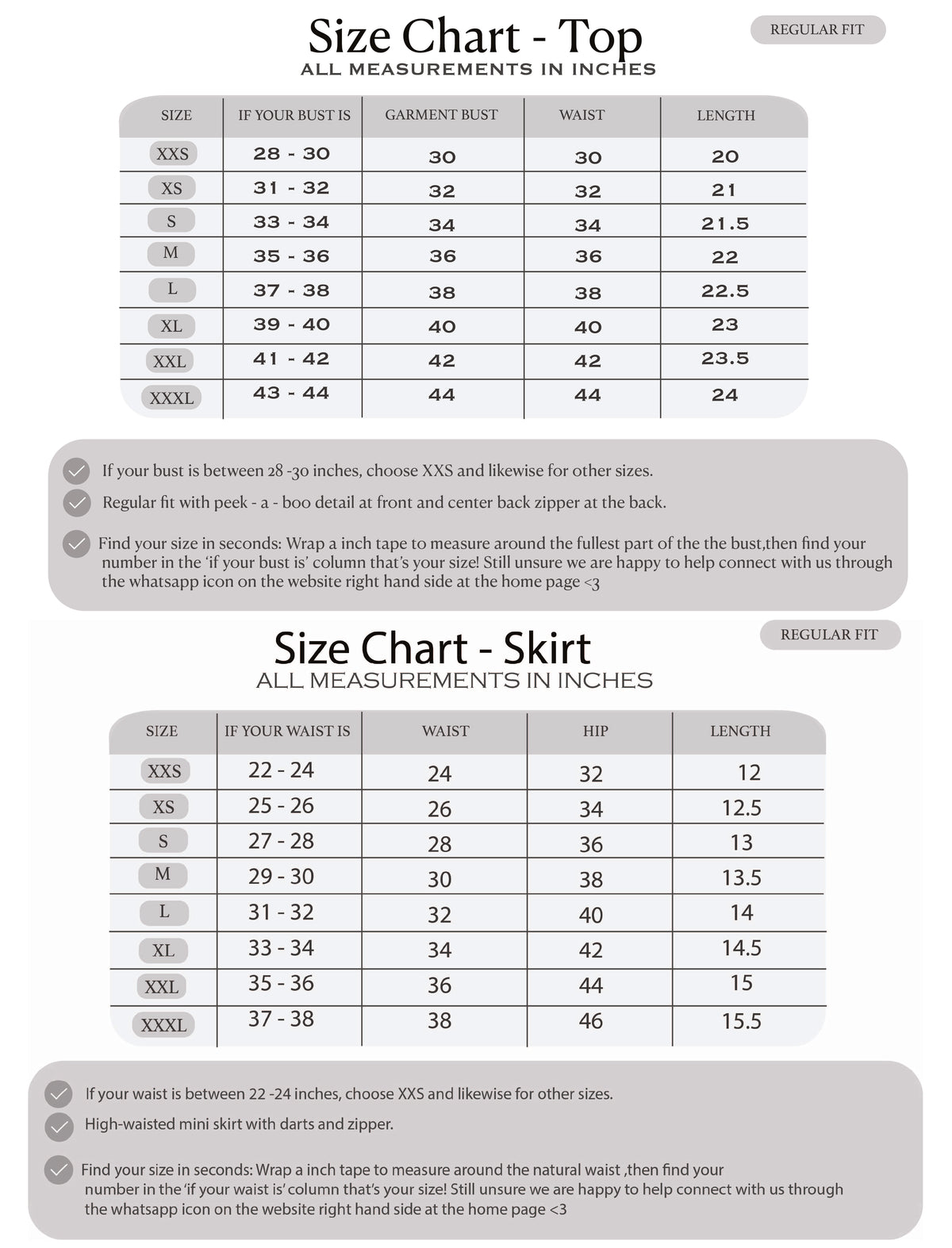 Size chart