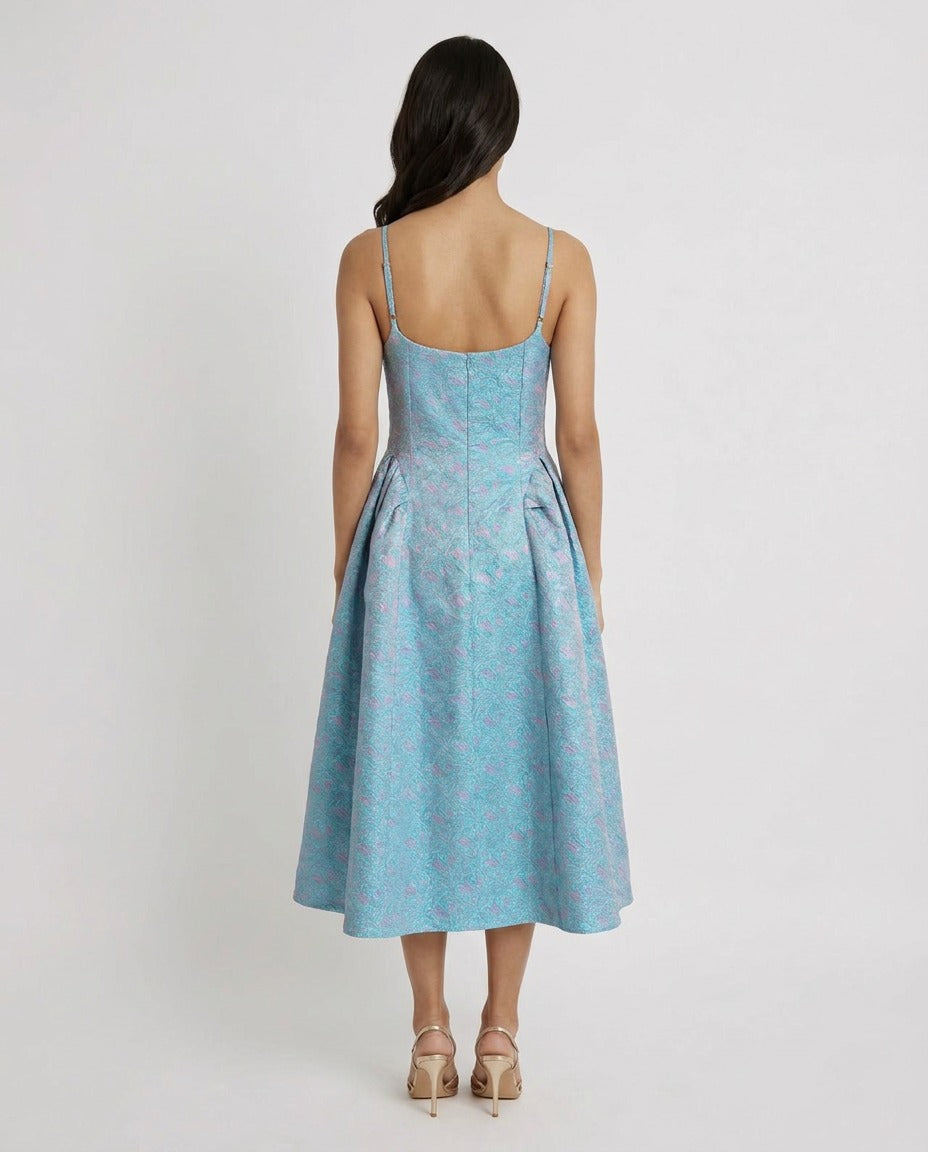 Sia Pastel Brocade Fit & Flare Dress
