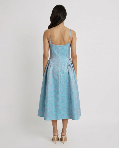 Sia Pastel Brocade Fit & Flare Dress