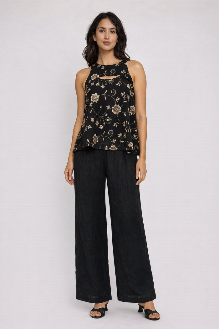 Iro Black Floral Embroidered Co - ord sets