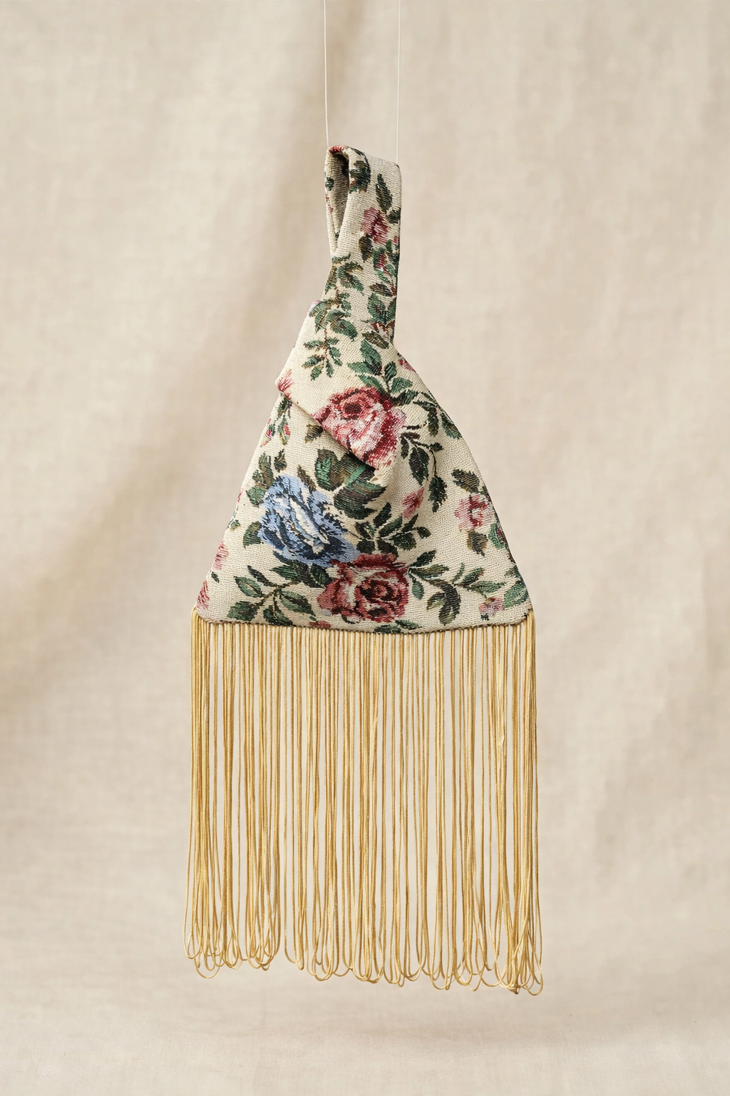 Ivory fringe knot bag, view 2 - Zero Label