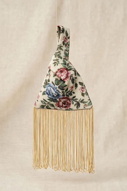 Ivory fringe knot bag, view 2 - Zero Label