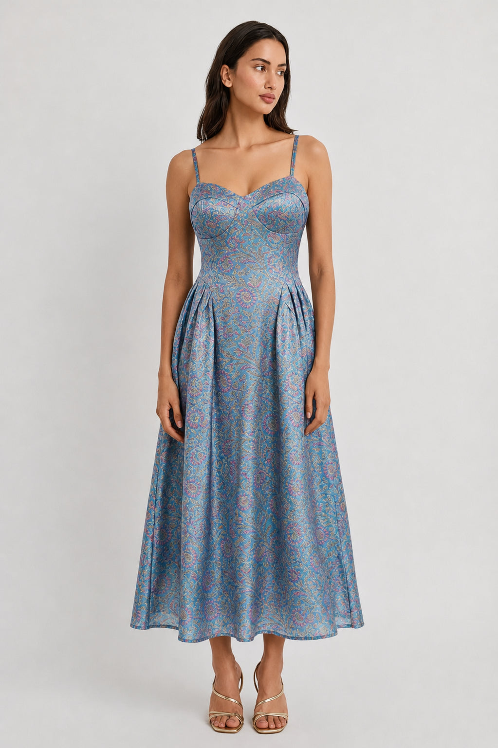Sia Pastel Brocade Fit & Flare Dress