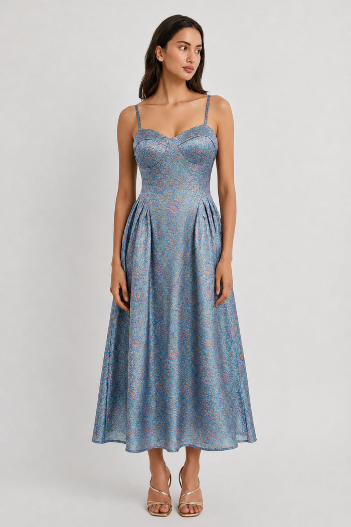 Sia Pastel Brocade Fit & Flare Dress