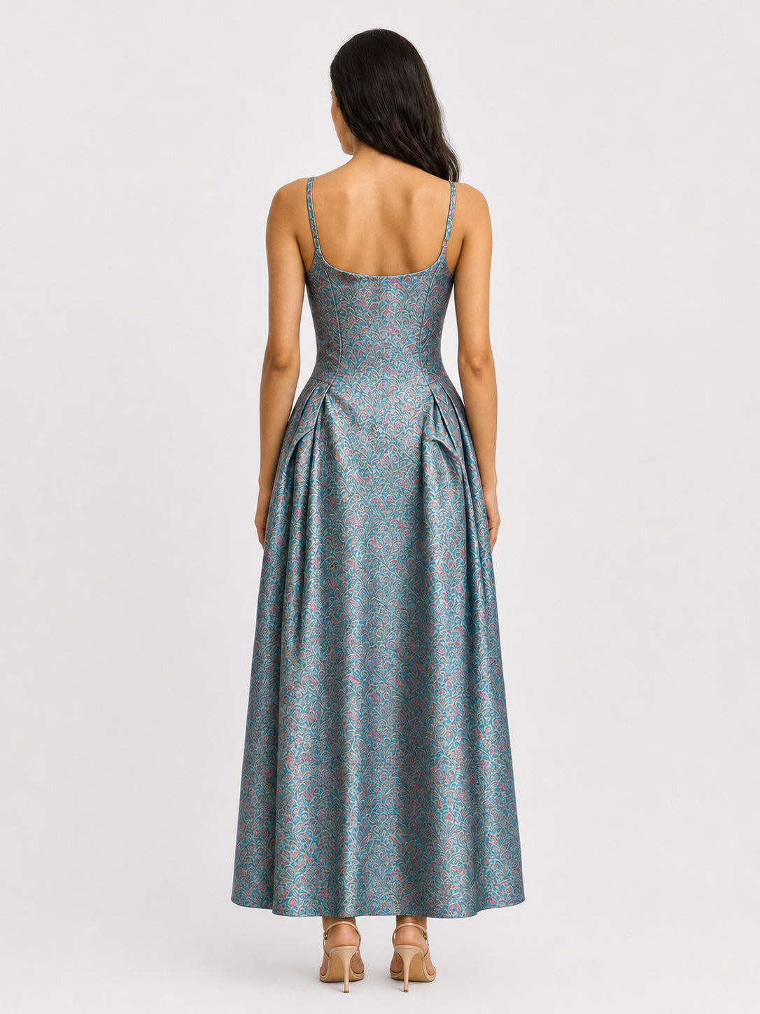 Sia Pastel Brocade Fit & Flare Dress