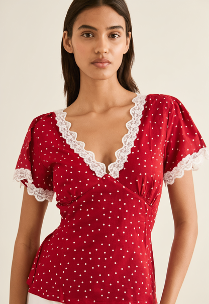 Paris Rouge Polka Top