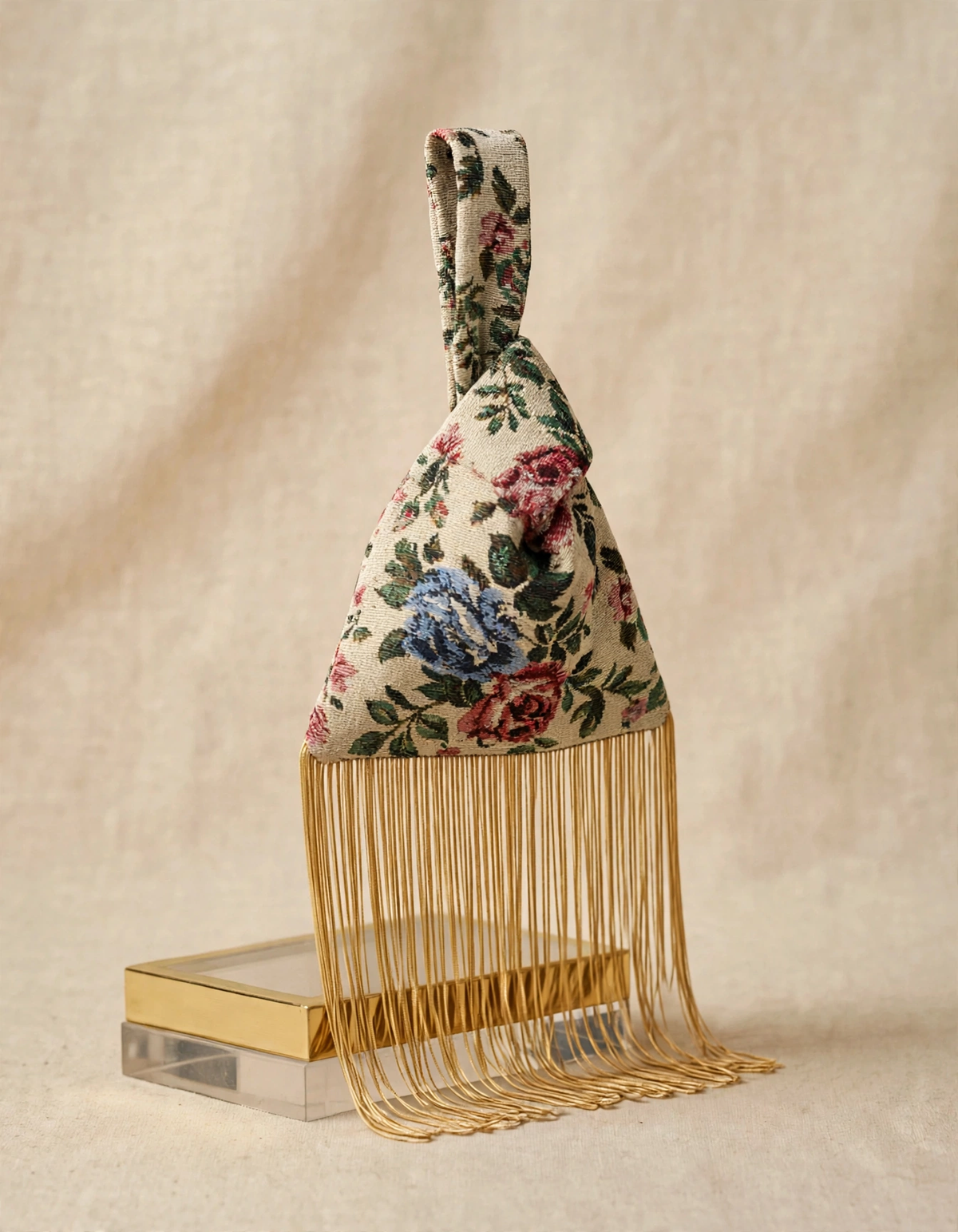 Ivory fringe knot bag, view 4 - Zero Label
