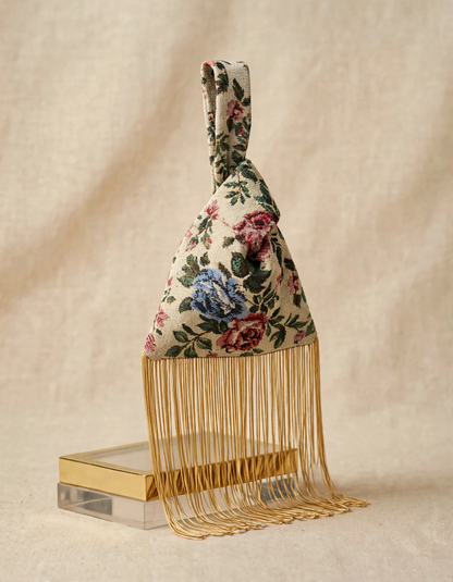 Ivory fringe knot bag, view 4 - Zero Label