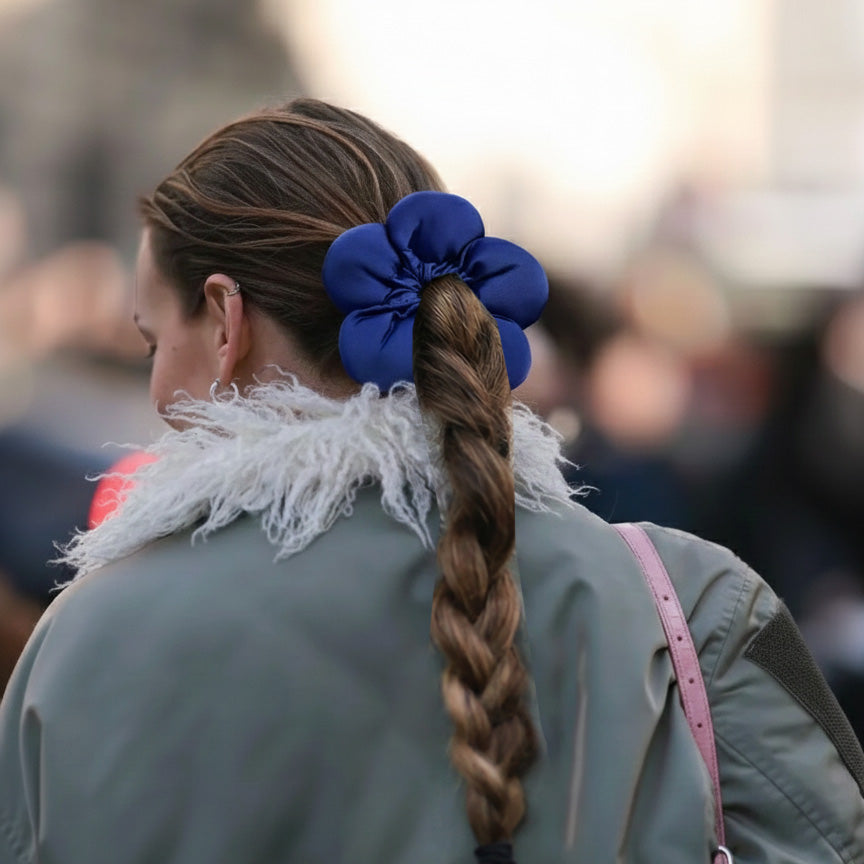 Petal puff blue scrunchie