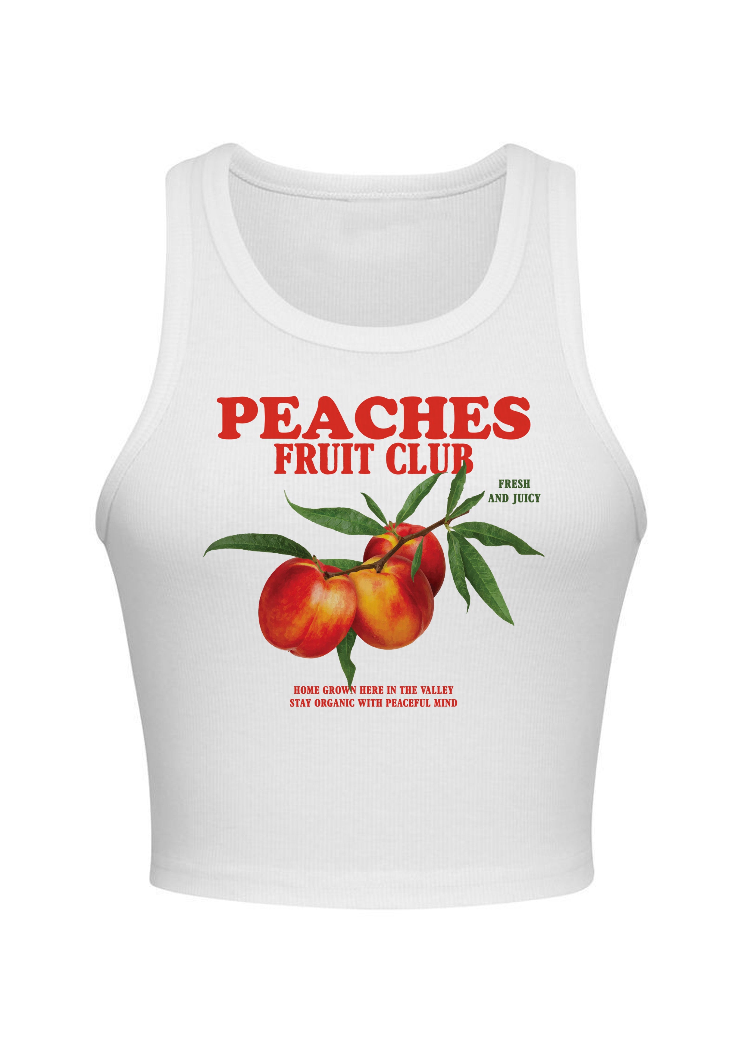 Plush peach graphic white tank top